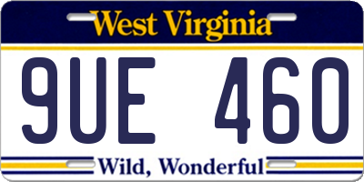 WV license plate 9UE460