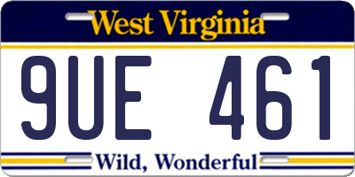 WV license plate 9UE461