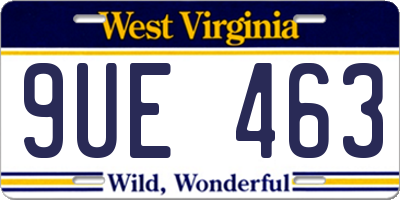 WV license plate 9UE463