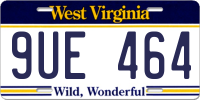 WV license plate 9UE464