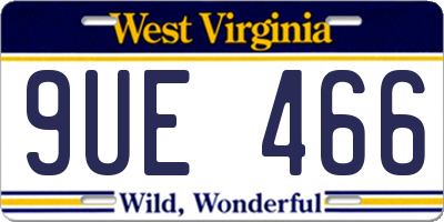 WV license plate 9UE466