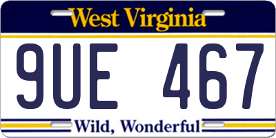 WV license plate 9UE467