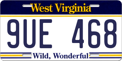 WV license plate 9UE468