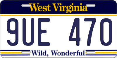 WV license plate 9UE470
