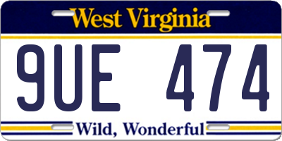 WV license plate 9UE474