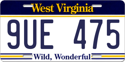 WV license plate 9UE475