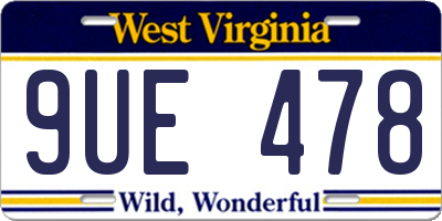 WV license plate 9UE478