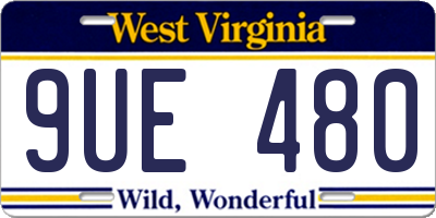 WV license plate 9UE480