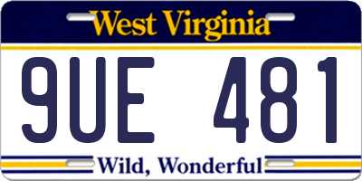WV license plate 9UE481