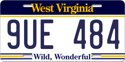 WV license plate 9UE484