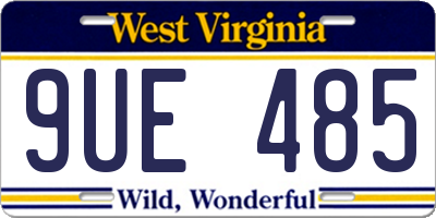 WV license plate 9UE485