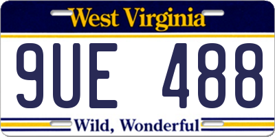 WV license plate 9UE488
