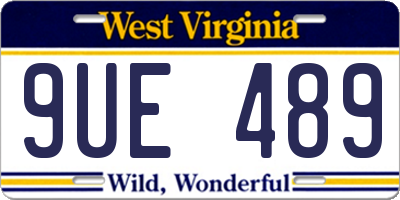 WV license plate 9UE489