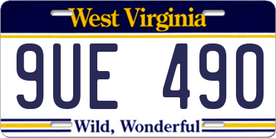 WV license plate 9UE490