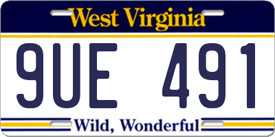 WV license plate 9UE491