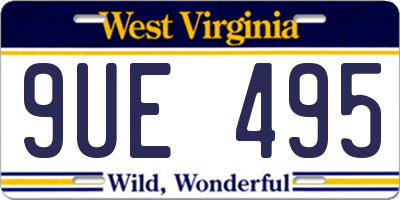 WV license plate 9UE495