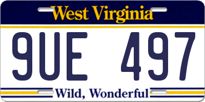 WV license plate 9UE497