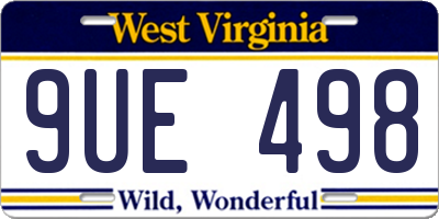 WV license plate 9UE498
