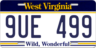 WV license plate 9UE499