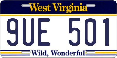 WV license plate 9UE501