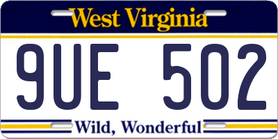 WV license plate 9UE502