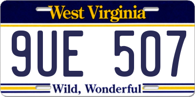 WV license plate 9UE507