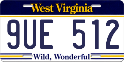 WV license plate 9UE512