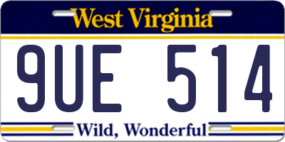 WV license plate 9UE514