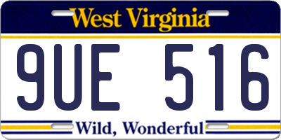 WV license plate 9UE516
