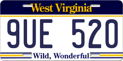 WV license plate 9UE520