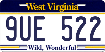 WV license plate 9UE522