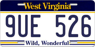 WV license plate 9UE526