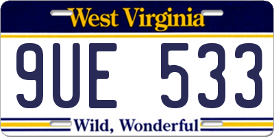 WV license plate 9UE533