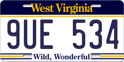 WV license plate 9UE534