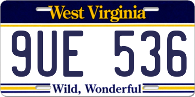 WV license plate 9UE536