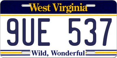 WV license plate 9UE537