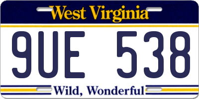 WV license plate 9UE538