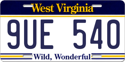 WV license plate 9UE540