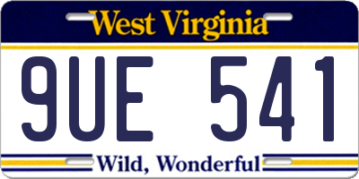 WV license plate 9UE541