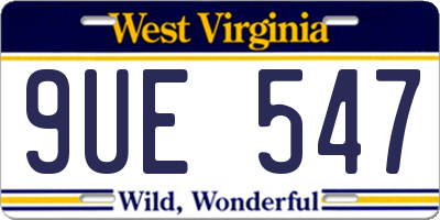 WV license plate 9UE547