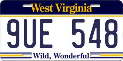 WV license plate 9UE548
