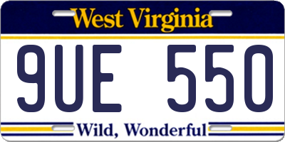 WV license plate 9UE550