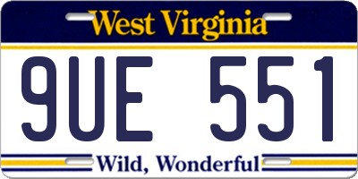 WV license plate 9UE551