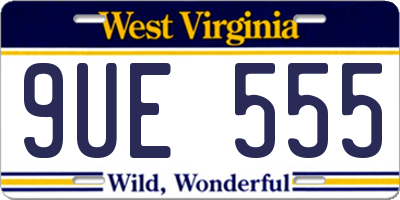 WV license plate 9UE555