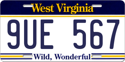 WV license plate 9UE567