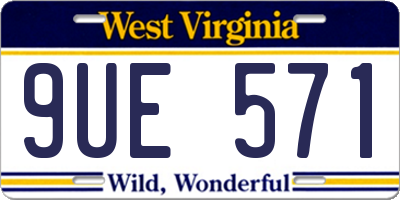 WV license plate 9UE571