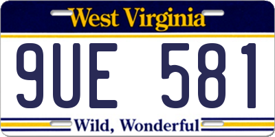 WV license plate 9UE581