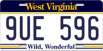WV license plate 9UE596