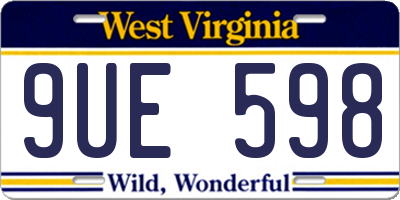 WV license plate 9UE598