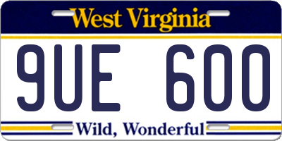 WV license plate 9UE600